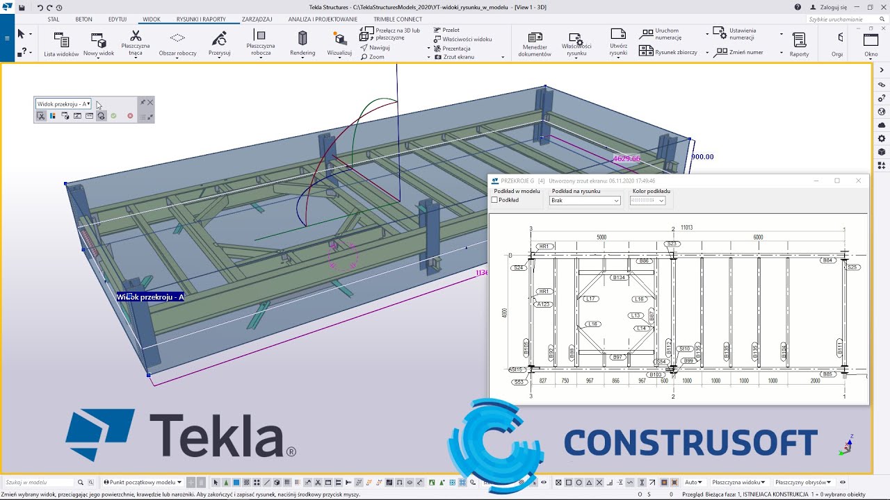 Widoki rysunków w modelu | Drawing views in a model | Tekla Structures ...