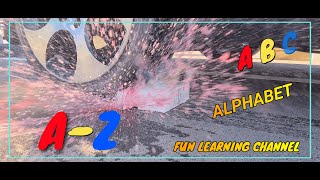 Learn ABC Alphabet a-z Children driving over crushing soft crunchy things, education screenshot 2