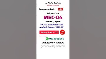 MEC 04 Solved Assignment PDF 2024-25 in English, MEC program MEC-04 Solved assignments