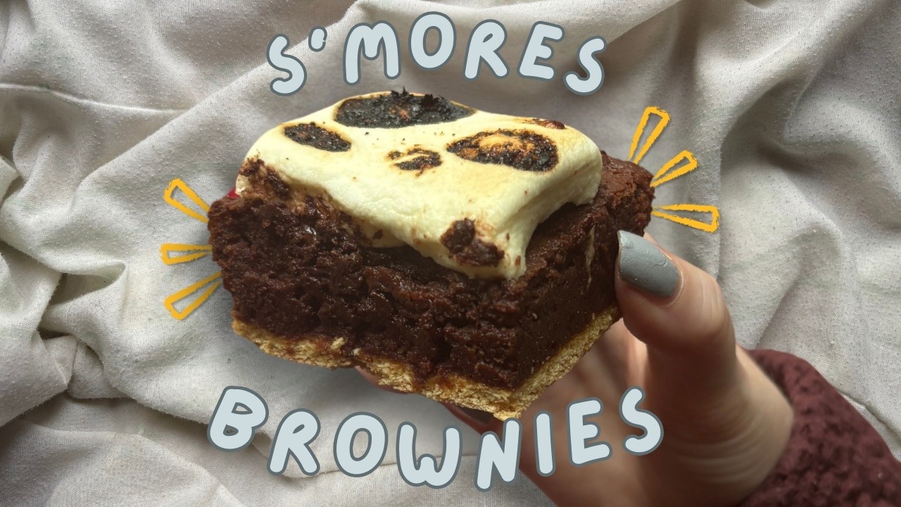 ASMR Baking S'mores Brownies (relaxing whispers & baking sounds)