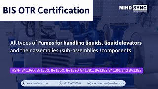 BIS Certification for Pumps for handling liquids, liquid elevators, and their assemblies | BIS OTR