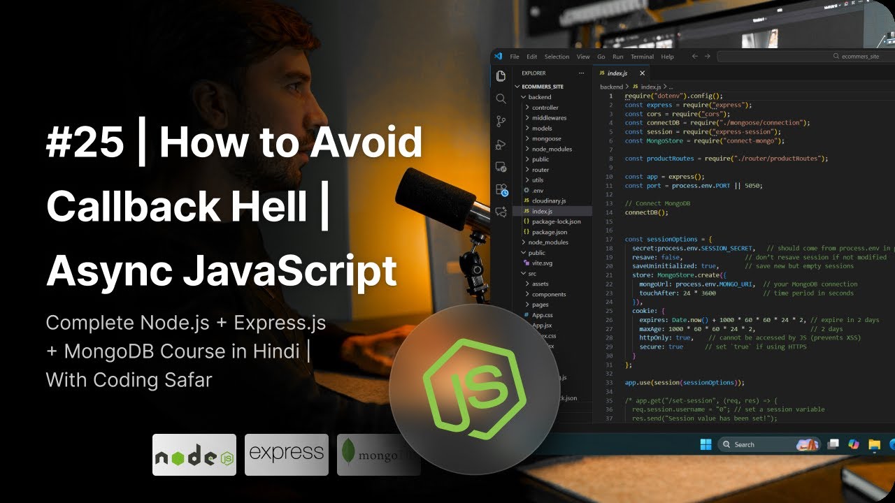 NodeJS Tutorial in Hindi #25 | How to Avoid Callback Hell | Async JavaScript