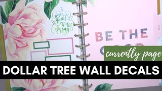 Dollar Tree Plan With Me - Floral Wall Decals on Wellness Currently Page - Happy Planner