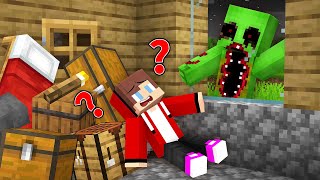 JJ Hide in House from SCARY Mikey - Maizen Parody Video in Minecraft