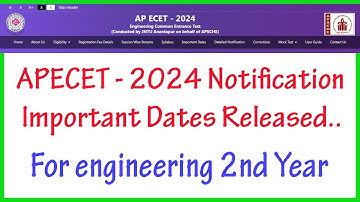 APECET – 2024 Notification and Important Dates | APECET – 2024 Notification | @SateeshVibes |
