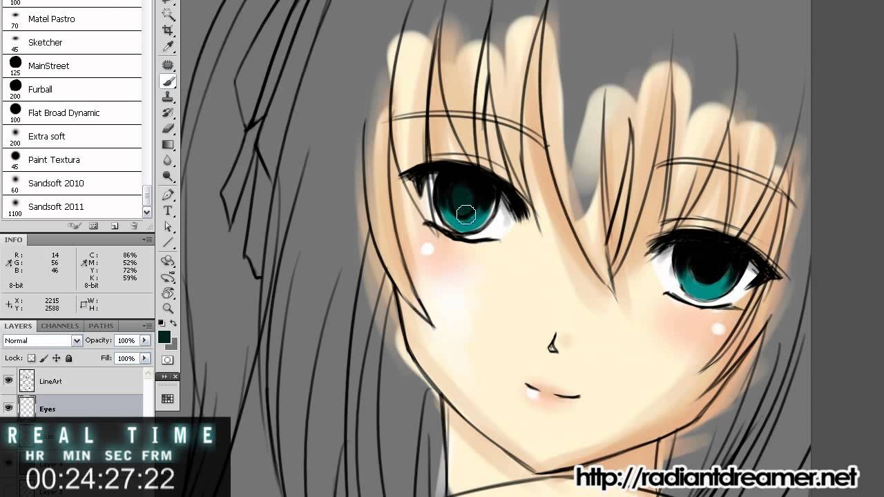 Photoshop: Line and Paint an Anime Sketch - YouTube