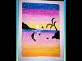 beautiful beach scene with dolphin|oil pastels sea painting #shortsbeta#shortsfeed#shorts#arohisdesk
