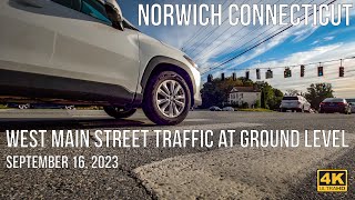 Norwich Connecticut - West Main Street Traffic at Ground Level.
