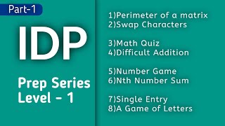 IDP Set - 1 | IDP Prep Series Level - 1 | (Perimeter of a matrix TO A Game of Letters) | CCBP