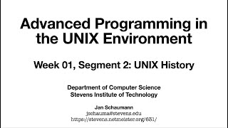 Advanced Programming in the UNIX Environment: Week 01 - UNIX History