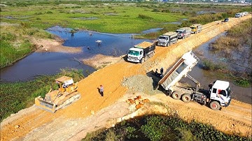 WOW!! INCREDIBLE LAND FILLING UP HEAVY DOZER WORKING PUSH SPREADING MAKING NEW ROAD.