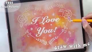 How to draw a Watercolor Valentine’s Day Card with Procreate | Digital art tutorial for beginners screenshot 5