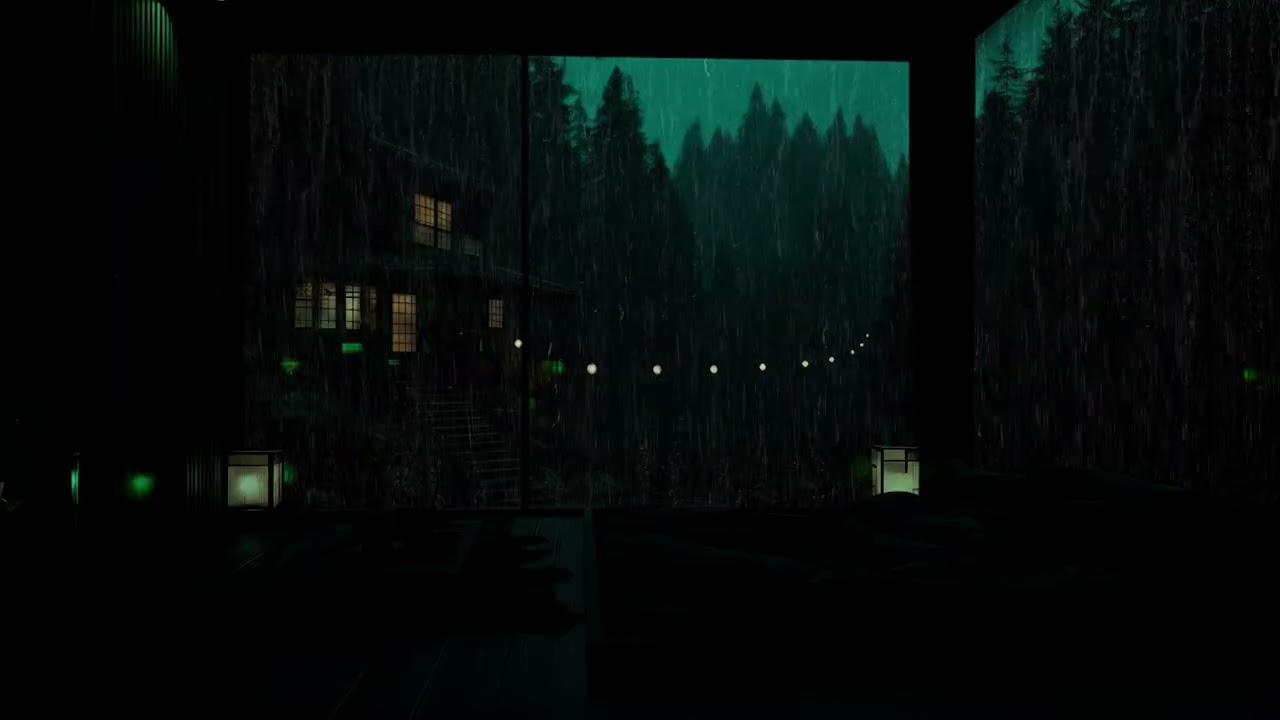 Rain Sounds at a Quiet Lakeside Cabin 🌧️ (No Ads) | Dark Room Ambience for Deep Sleep & Relaxation
