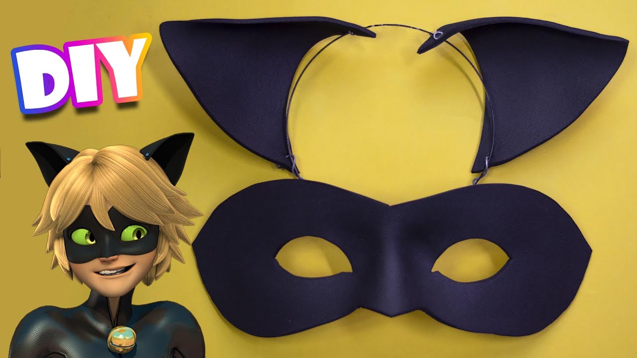 Como fazer Máscara e Orelhas CatNoir Miraculous Ladybug Cosplay