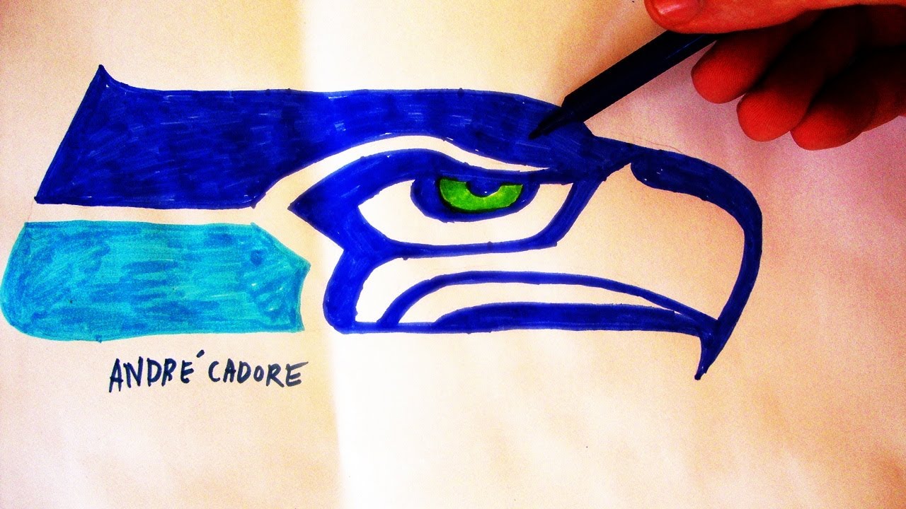 Como Desenhar a logo dos Seattle Seahawks - (How to Draw Seattle