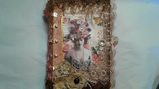The Tea and Roses Vintage Journal Flip Through and Making it.(SOLD THANK U!)Altered composition Book
