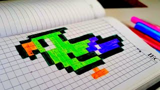 Vibrant Bird Pixel Art | Easy Pixel Art Tutorial #pixelart #pixelbird #bird #parrot