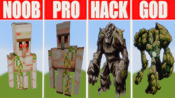 Pixel Art NOOB vs PRO vs HACKER vs GOD, Iron Golem in Minecraft
