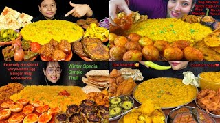 🔥 Spicy Dal Khichdi Thali Mukbang | Indian Comfort Food ASMR Feast 😋 Desi Veg Special! Big Platter!! screenshot 4