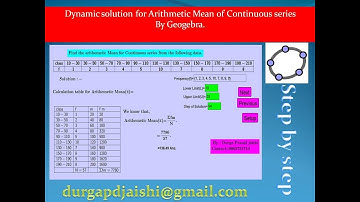Dynamic solution for Arithmetic Mean of Continuous series By Geogebra.