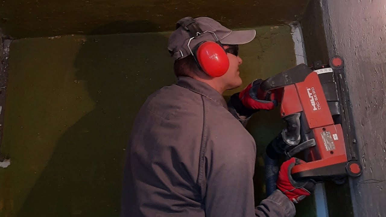 Штробление бетона под кабель для щита | Без пыли, без воды с пылесосом ...