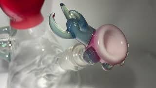 GIBSONS GLASSWORKS RED TRIPLE THREAT BEAKER BONG