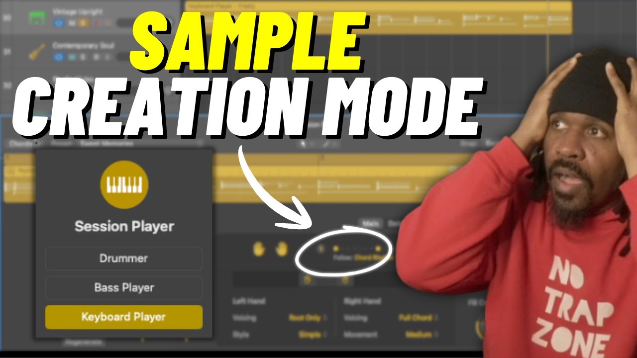 Я воссоздал реальный сэмпл, используя Session Player в Logic Pro 12 (без лупов, без подсказок).