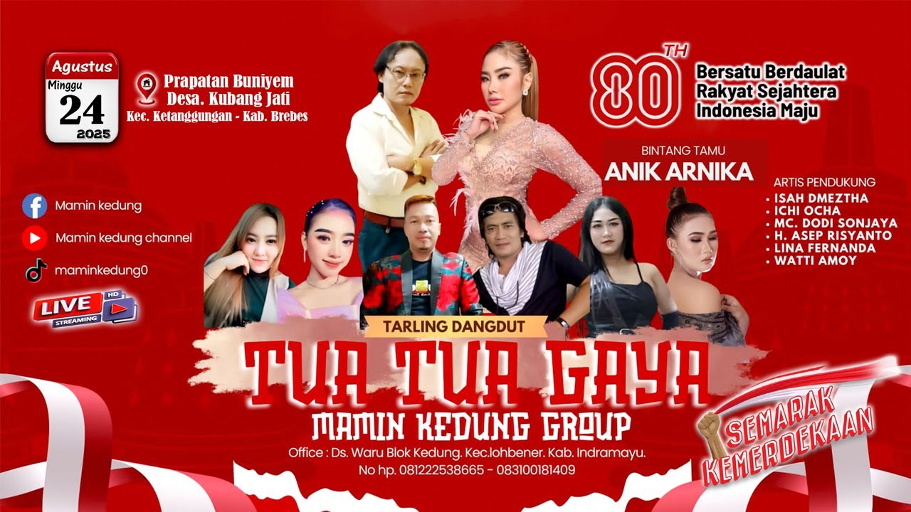 🔴LIVE MALAM || TARLING DANGDUT🔛TUA TUA GAYAMAMIN KEDUNG GROUP || DS. KUBANG JATI-KETANGGUNGAN-BREBES