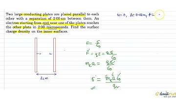 Two large conducting plates are placedparallel to each other with a separation of 2.00 cm betwee...