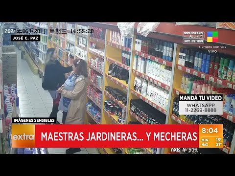 José C. Paz: maestras jardineras y mecheras en un supermercado chino