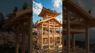 Traditional Japanese House Construction in Fast Speed | Cinematic 3D Animation #shorts