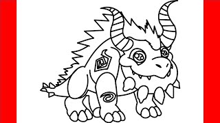 How To Draw Juvenile Terra Dragon From Dragon City - Step By Step Drawing