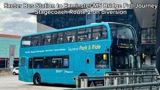 Exeter Bus Station to Exminster M5 Bridge Full Journey Stagecoach Route 2 on diversion ￼