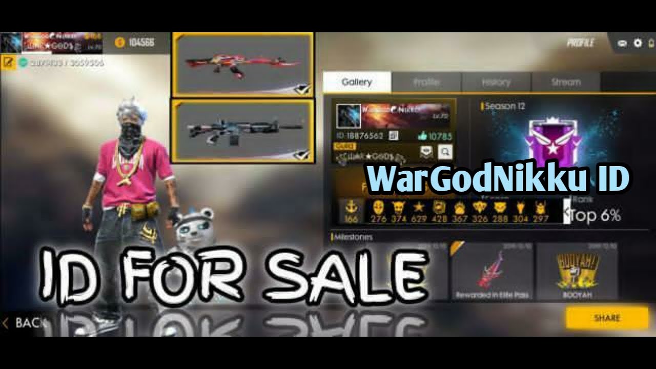 Free Fire ID Sale || WarGodNikku Id || Contact Us - YouTube