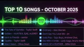 Top 10 Spotify Songs – October 2025 | Taylor Swift, Billie Eilish, Lady Gaga, Jin & More