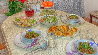 БЫСТРЫЙ УЖИН ЗА 1,5 ЧАСА АЗУ ПО-ТАТАРСКИ, ОЧЕНЬ ВКУСНО ПОЛУЧИЛОСЬ, ХАЧАПУРИ С СЫРОМ,САЛАТ,БУТЕРБРО