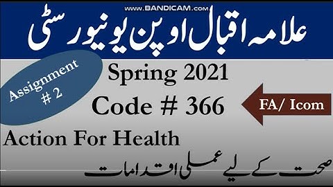AIOU Code 366 Solved Assignment No.2 Spring  2021 || Subject: Action for Health || Level: FA/ICom