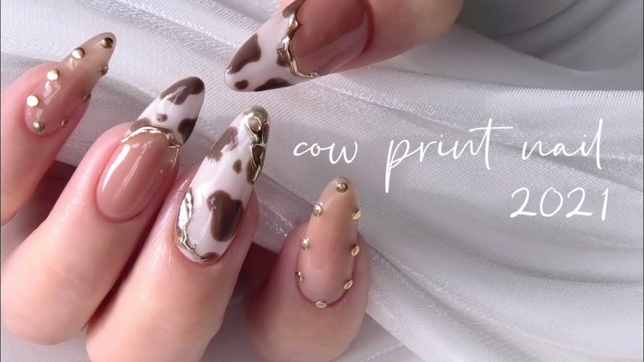 21干支ネイル 丑年 冬セルフジェルネイル Cow Print Nail Youtube