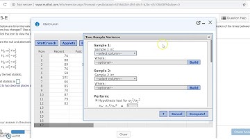 HW6 Two Variance Hypothesis Test with Statcrunch
