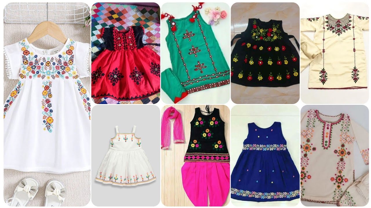 Beautiful Embroidery & Mirror Work Baby Frocks 2025