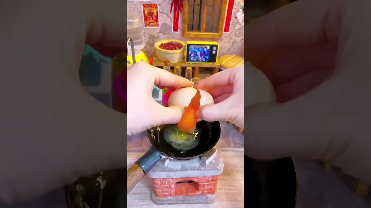 Egg Frying In Mini Kitchen set 