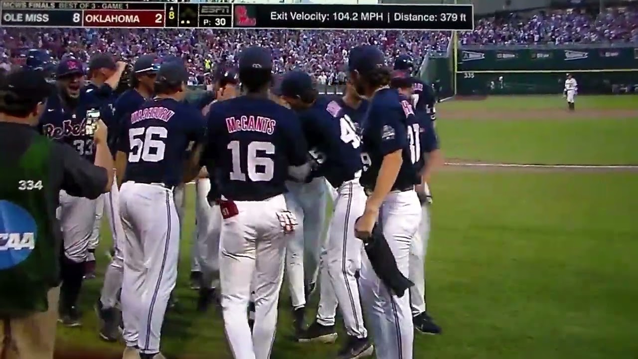 Ole Miss' Justin Bench makes it backbackback home runs in 8th inn vs