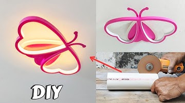 How to Make a Modern Butterfly Style LED Ceiling Lamp from PVC Pipes