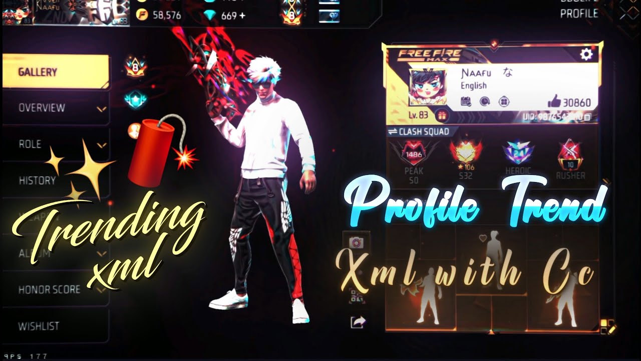 Profile Trend Xml with Cc | new free fire Xml File || free fire xml || free fire  xml file @naaafizz