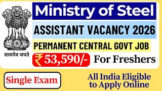 Mecon Istant Recruitment 2026 Ministry Of Steel Govt Of India Permanent Job For Freshers