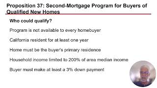 PROPOSITION 37: Second-Mortgage Program for Buyers of Qualified New Homes