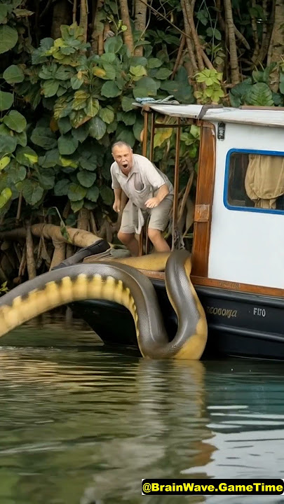Anaconda Encounter on Amazon River Boat 🐍🚤
