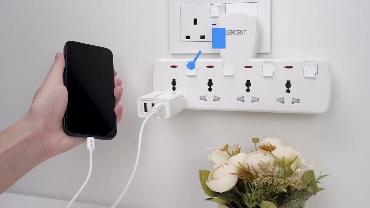 Limited-time deal: LENCENT Multi Plug Extension Socket, 4 Way Electrical Outlet Extender, Wall Charg