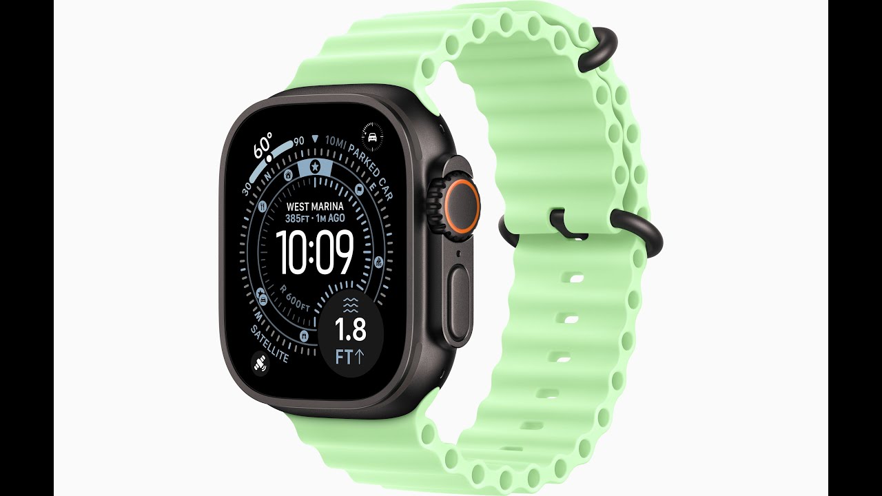 Apple Watch Ultra 3 Ocean Band Neon Green Anchor Blue - Black 