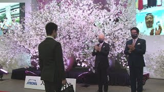 満開の桜で新入社員歓迎 活躍誓う、伊藤忠